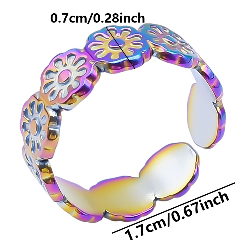 Retro Flower Stainless Steel Polishing Plating Open Rings display picture 11