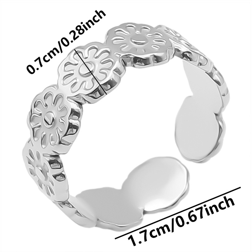 Retro Flower Stainless Steel Polishing Plating Open Rings display picture 14