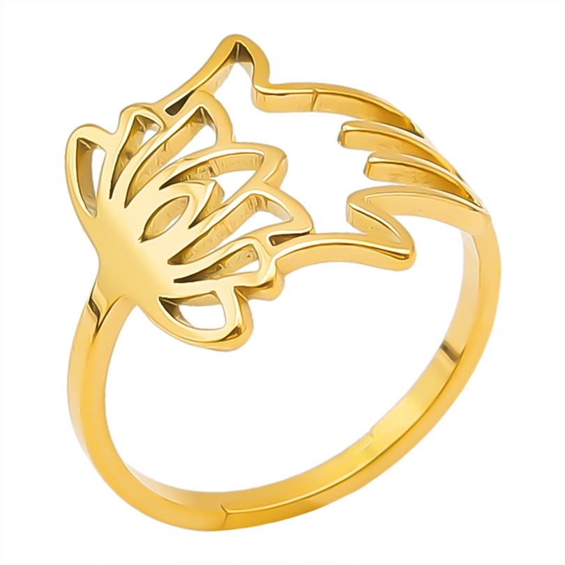 Simple Style Lotus Stainless Steel Plating Open Rings display picture 7