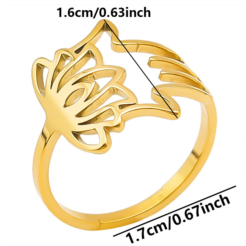 Simple Style Lotus Stainless Steel Plating Open Rings display picture 8