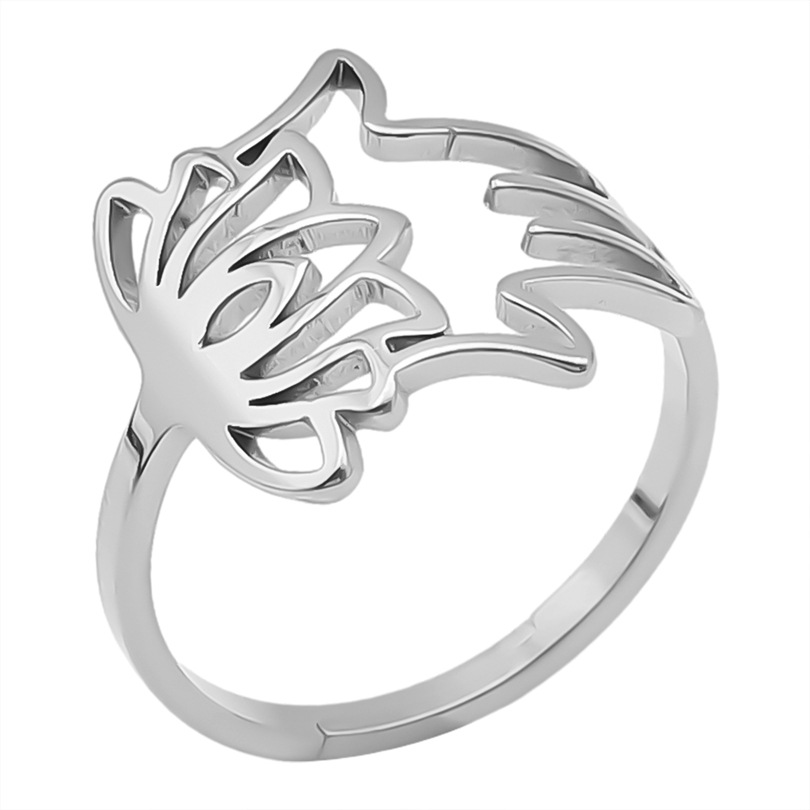 Simple Style Lotus Stainless Steel Plating Open Rings display picture 13