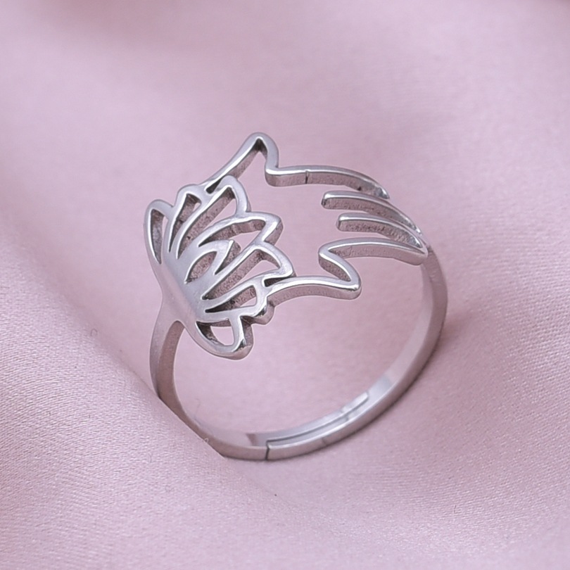 Simple Style Lotus Stainless Steel Plating Open Rings display picture 15