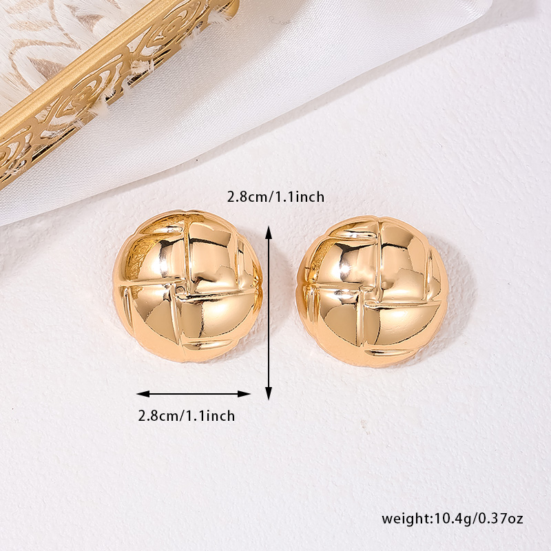 1 Pair Simple Style Round Plating Alloy Ear Studs display picture 6