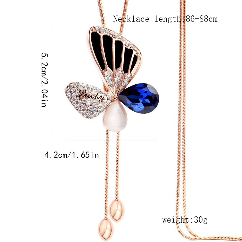 Elegant Glam Butterfly Alloy Copper Plating Inlay Artificial Rhinestones Women's Sweater Chain display picture 1