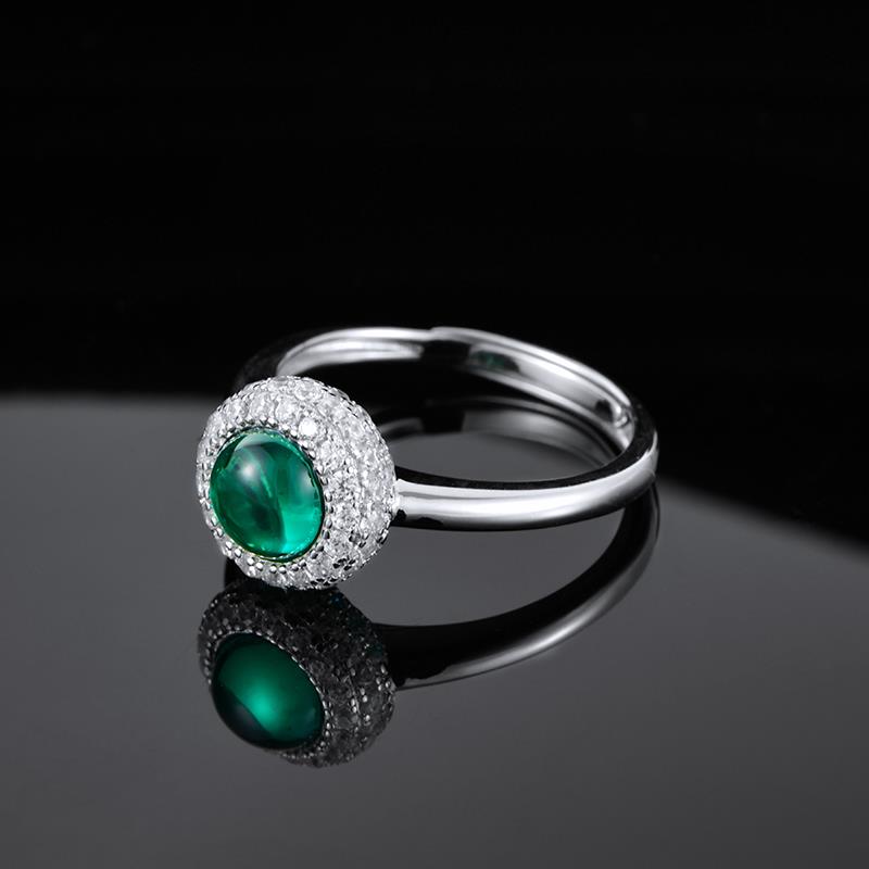 Elegant Glam Geometric Sterling Silver Plating Inlay Artificial Gemstones Open Rings display picture 2