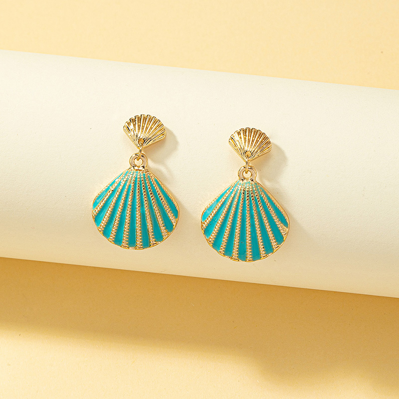 1 Pair Vacation Beach Shell Plating Alloy Zinc Drop Earrings display picture 1