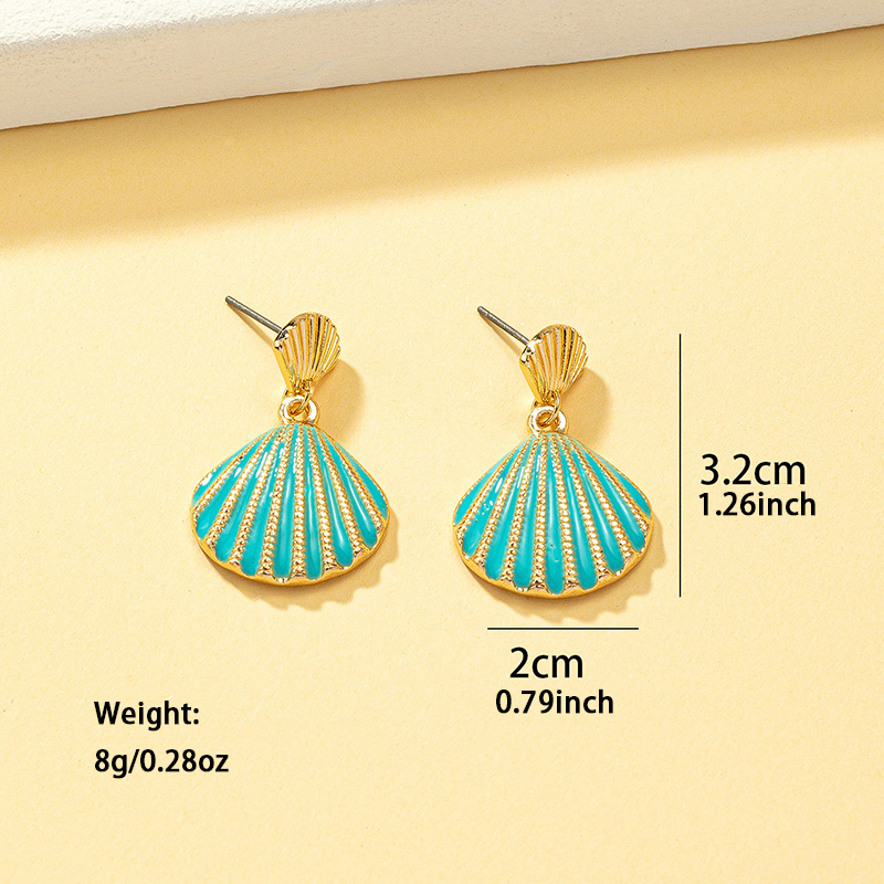 1 Pair Vacation Beach Shell Plating Alloy Zinc Drop Earrings display picture 3
