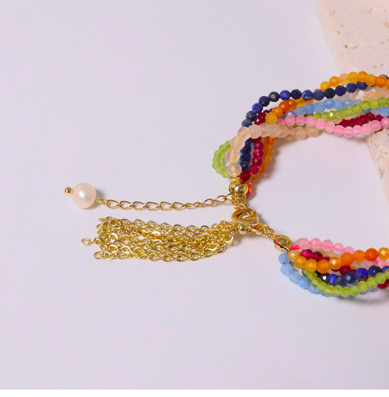 Casual Simple Style Multicolor Mixed Materials Beaded Plating 18k Gold Plated Women's Bracelets display picture 3