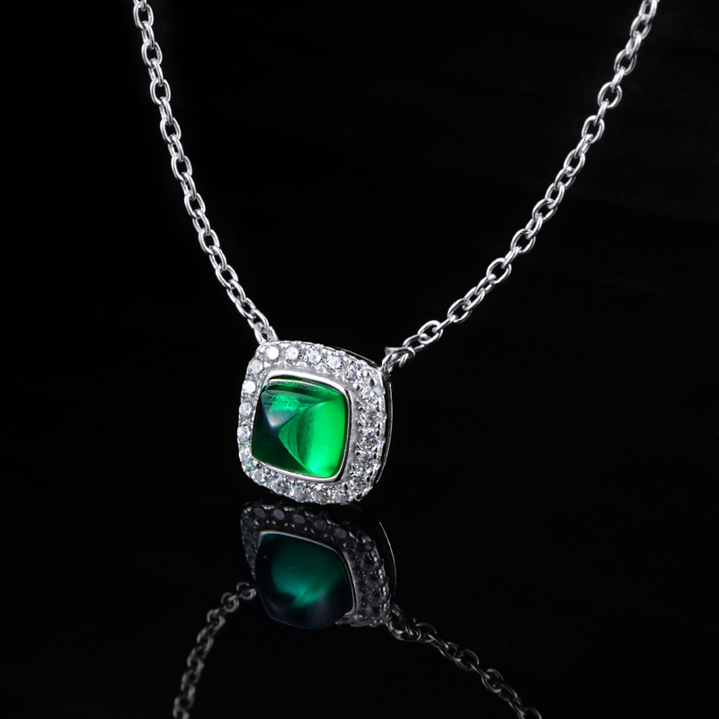 Elegant Classic Style Square Bow Knot Sterling Silver Inlay Artificial Gemstones Necklace display picture 8