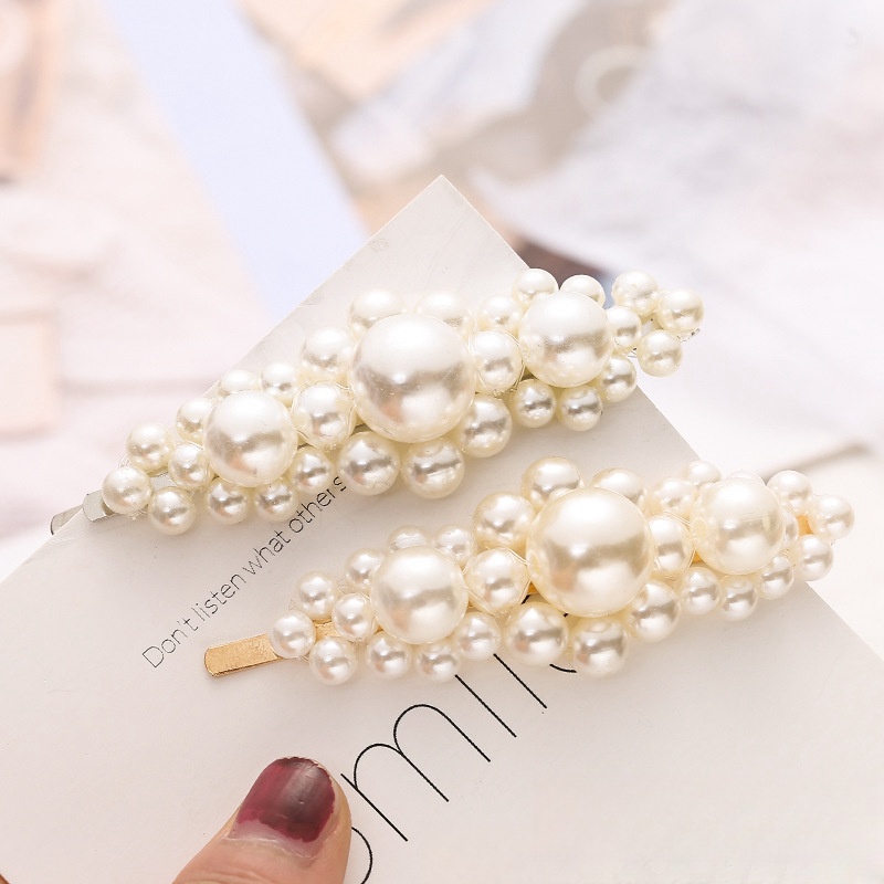 Frau Elegant Einfacher Stil Geometrisch Legierung Überzug Inlay Künstliche Perlen Haarklammer display picture 2