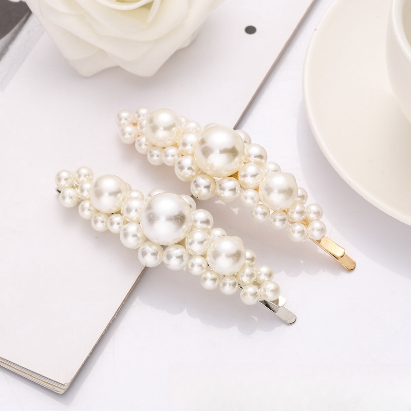 Frau Elegant Einfacher Stil Geometrisch Legierung Überzug Inlay Künstliche Perlen Haarklammer display picture 1