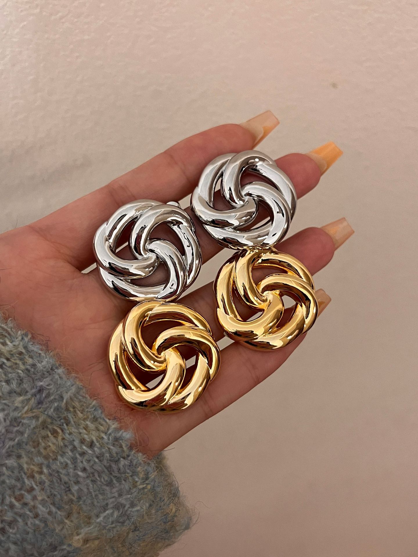 1 Pair Ig Style Retro Geometric Plating Alloy Gold Plated Silver Plated Ear Studs display picture 6