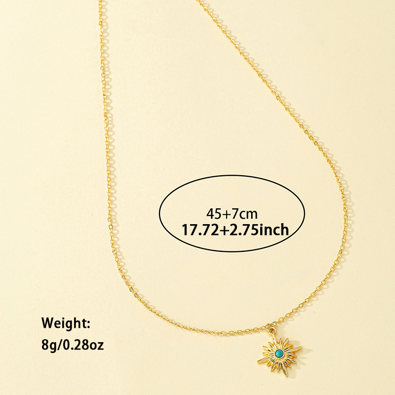 Simple Style Sun Alloy Zinc Plating Inlay Turquoise Women's Pendant Necklace display picture 2