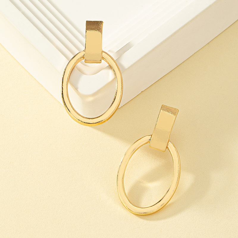 1 Pair Casual Classic Style Oval Plating Alloy Zinc Drop Earrings display picture 2