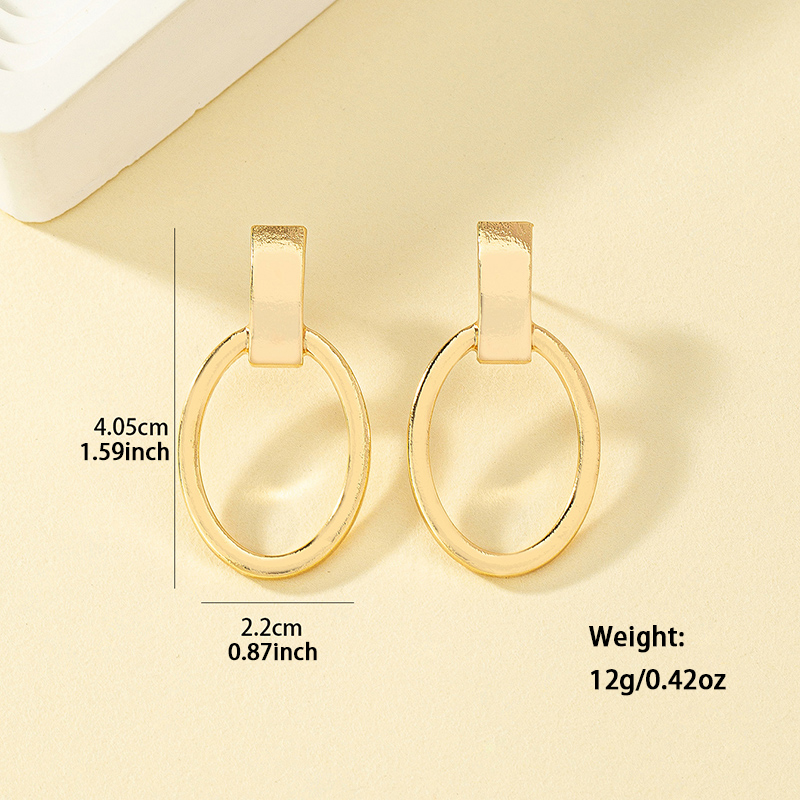 1 Pair Casual Classic Style Oval Plating Alloy Zinc Drop Earrings display picture 4