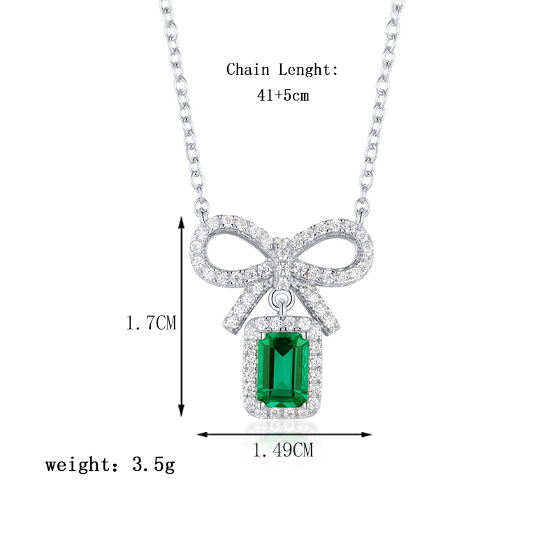 Elegant Classic Style Square Bow Knot Sterling Silver Inlay Artificial Gemstones Necklace display picture 10