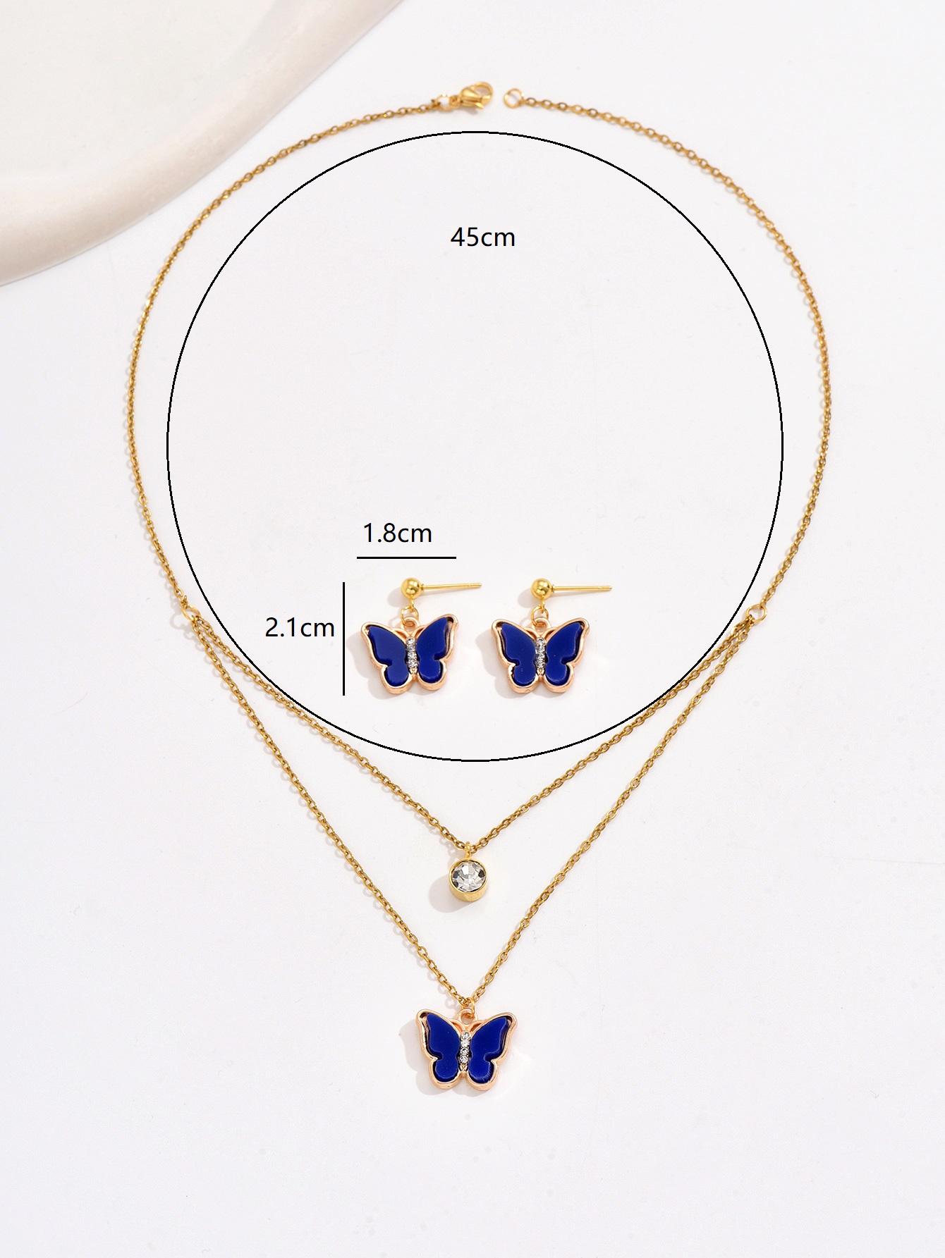 Vintage Style Butterfly Stainless Steel Plating Inlay Zircon 18k Gold Plated Jewelry Set display picture 1