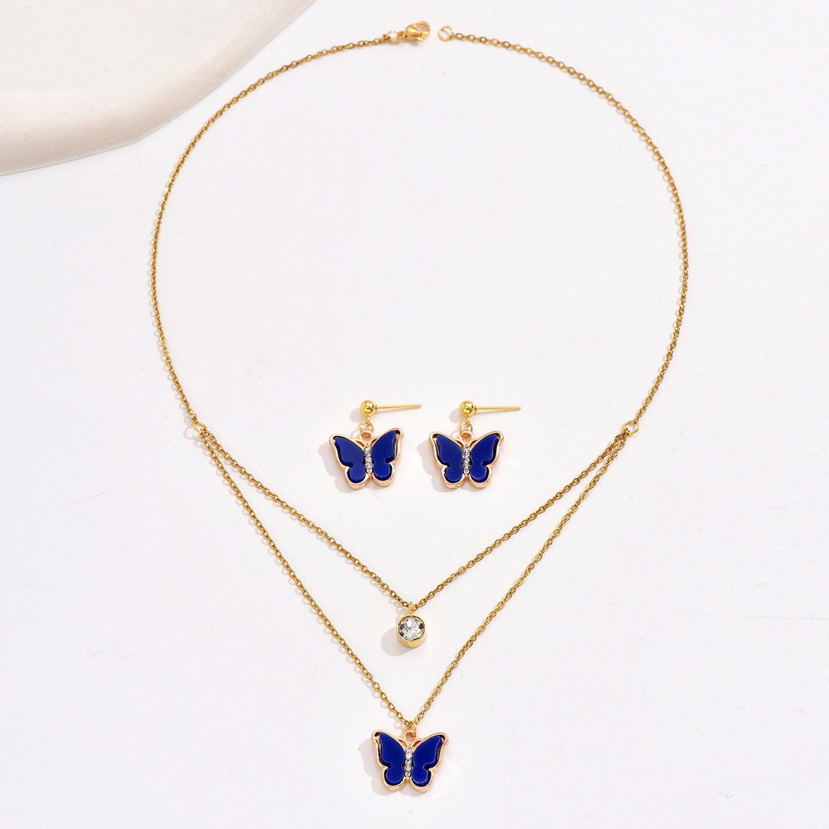 Vintage Style Butterfly Stainless Steel Plating Inlay Zircon 18k Gold Plated Jewelry Set display picture 2