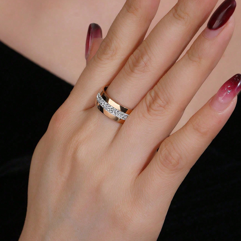 Stainless Steel Gold Plated Simple Style Round Plating Inlay Zircon Rings display picture 3