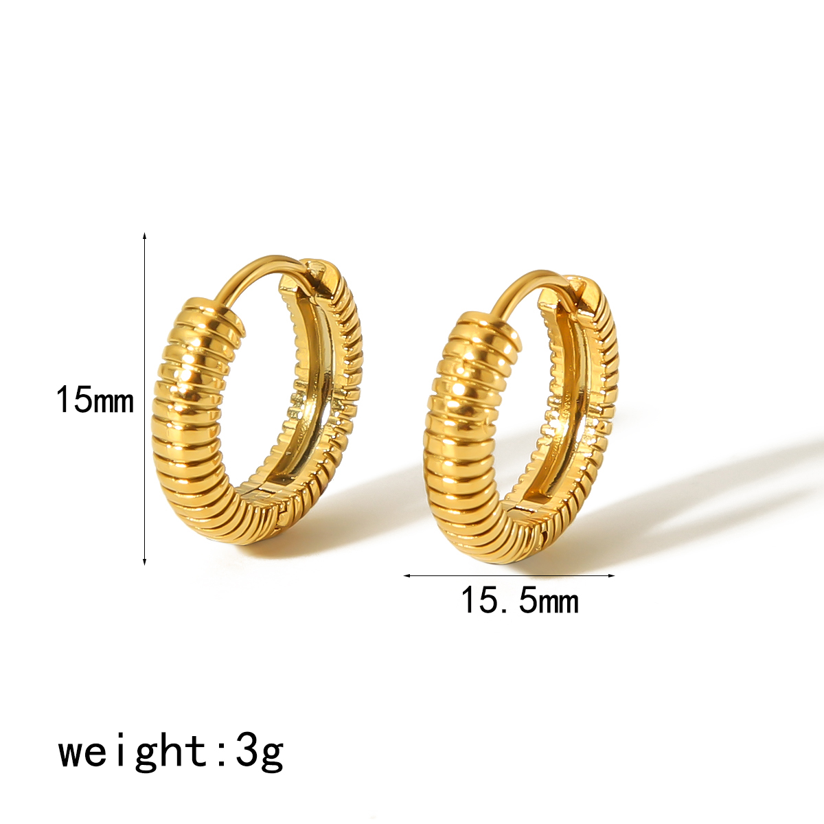 1 Pair Simple Style Round Polishing Plating Stainless Steel 18k Gold Plated Earrings display picture 6