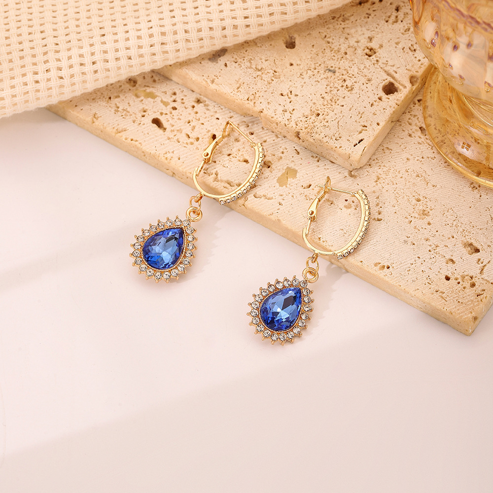 1 Pair Sweet Water Droplets Plating Inlay Alloy Artificial Gemstones Drop Earrings display picture 3