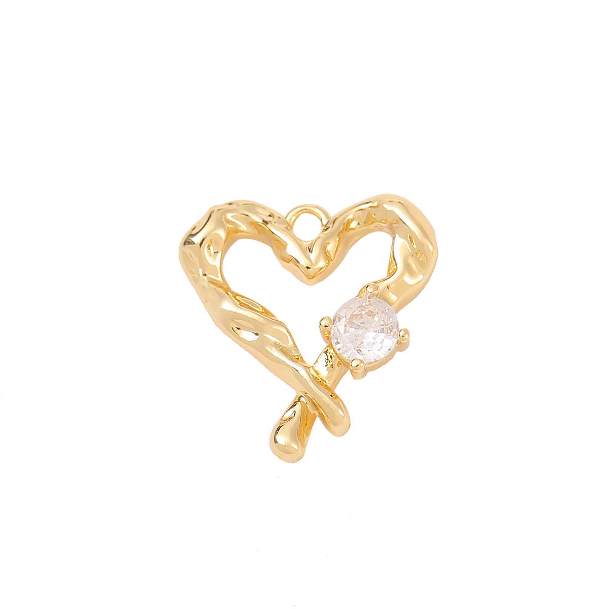 Romantisch Herzform Kupfer Überzug Inlay Zirkon 18 Karat Vergoldet Weißgold Plattiert Valentinstag Schmuckzubehör display picture 7