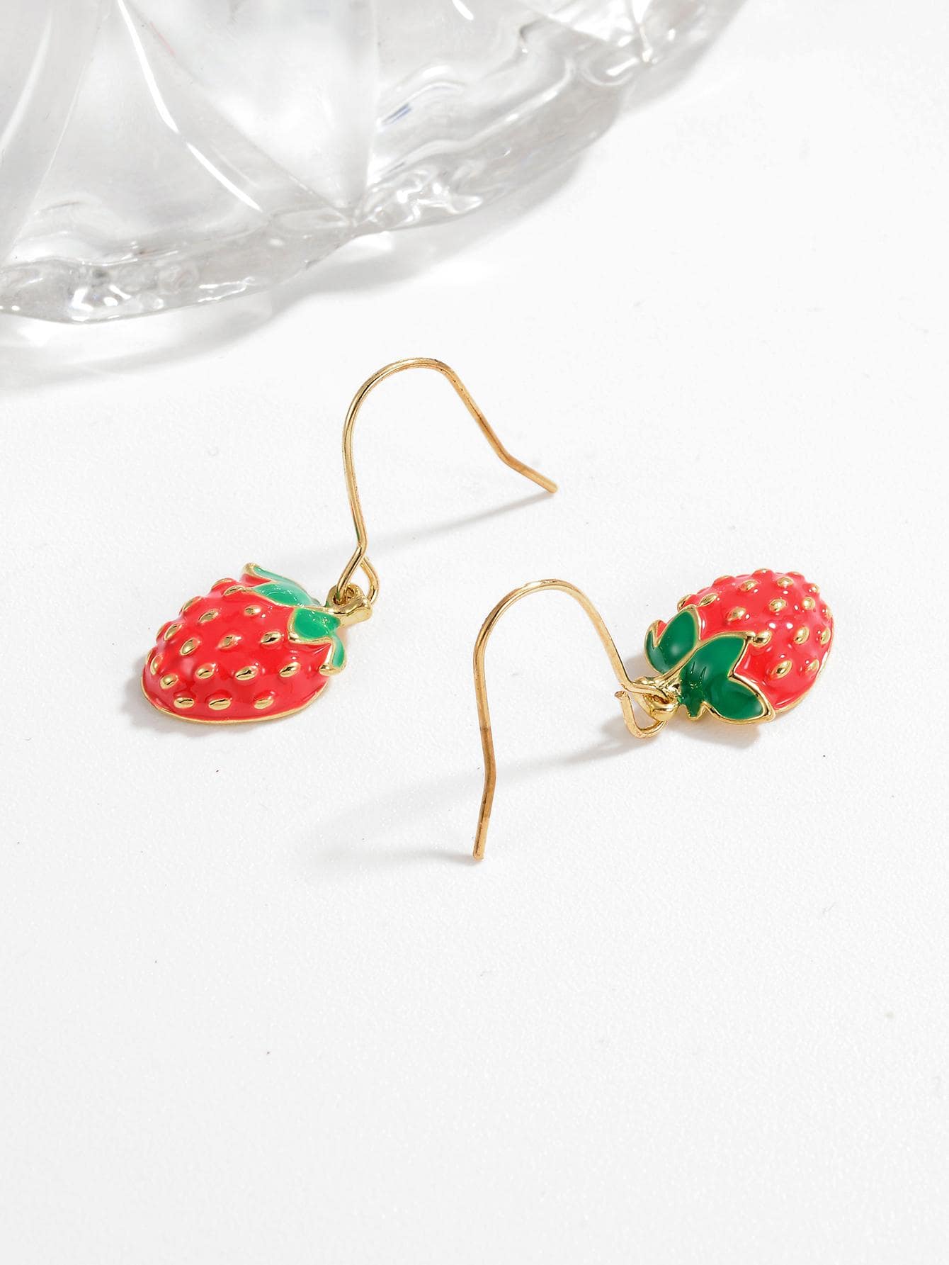 1 Pair Cute Strawberry Enamel Copper Drop Earrings display picture 4