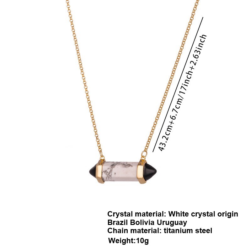 Elegant Simple Style Geometric Titanium Steel Plating Inlay Natural Stone Crystal 18k Gold Plated Pendant Necklace display picture 6