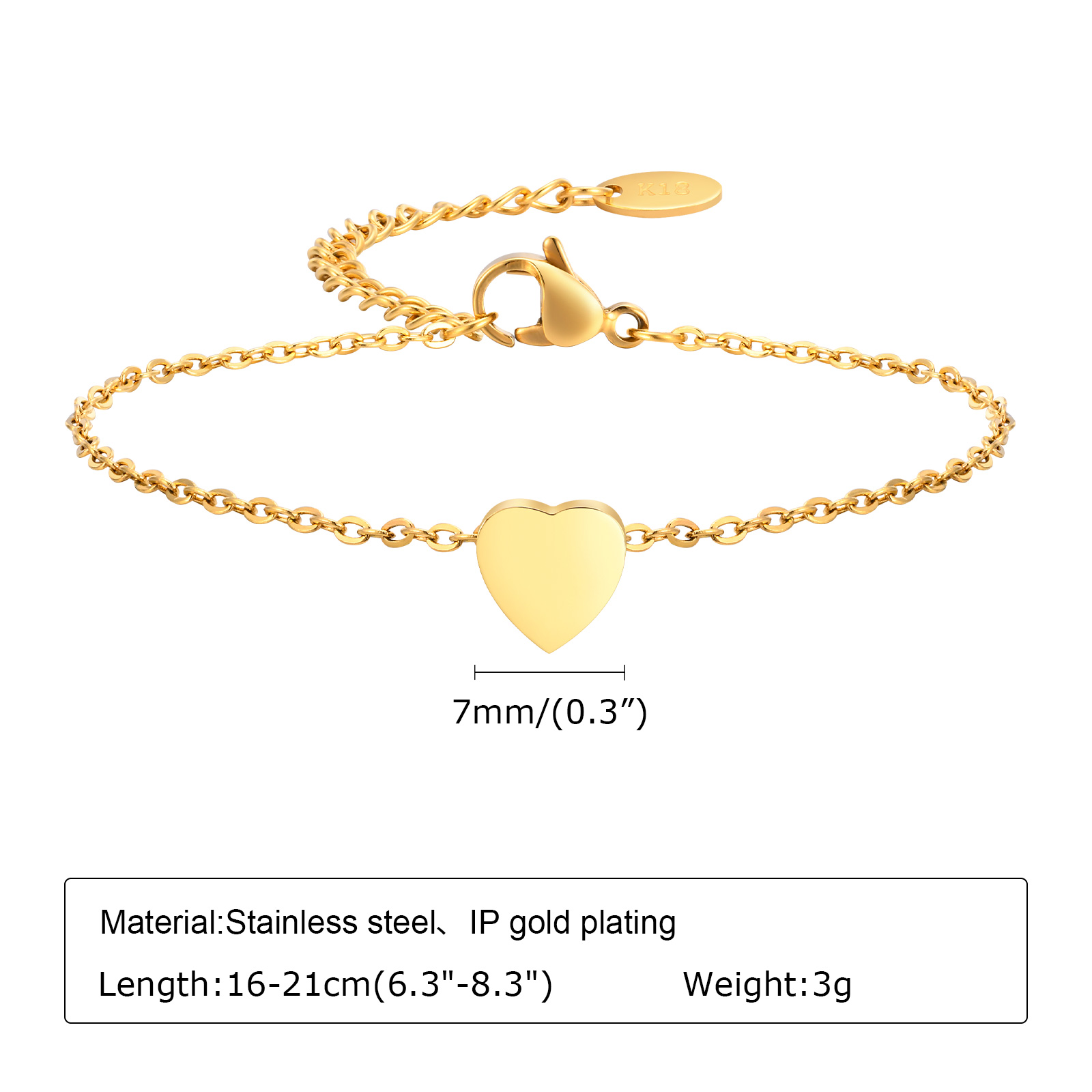 Modern Style Simple Style Classic Style Letter Heart Shape Stainless Steel Gold Plated Bracelets In Bulk display picture 2