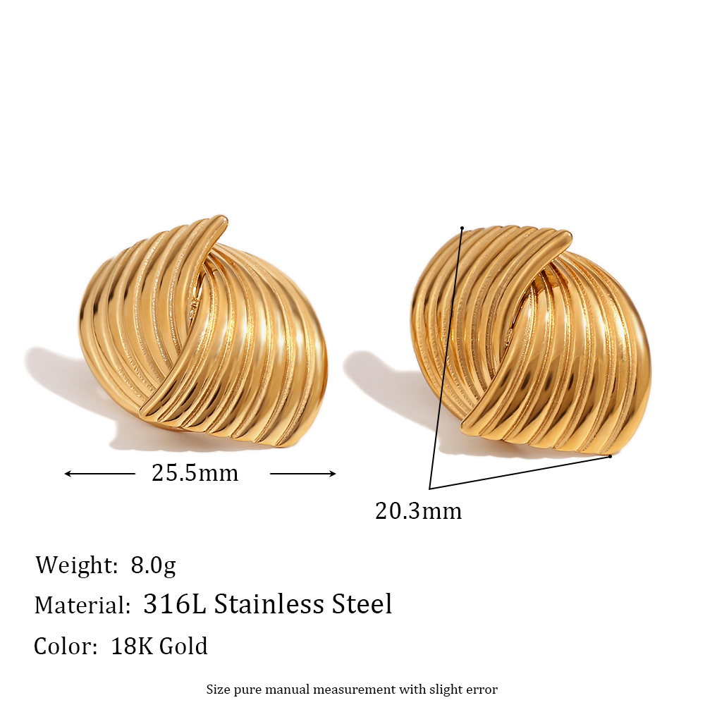 1 Pair Simple Style Geometric Plating Stainless Steel 18k Gold Plated Ear Studs display picture 2