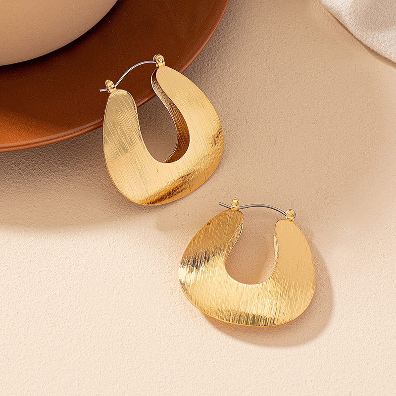 1 Pair Simple Style Korean Style Geometric Plating Alloy Hoop Earrings display picture 2