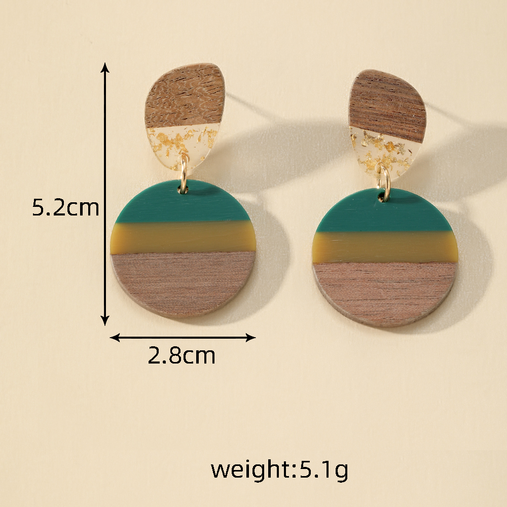 1 Pair Vintage Style Classic Style Multicolor Wood Resin Drop Earrings display picture 4