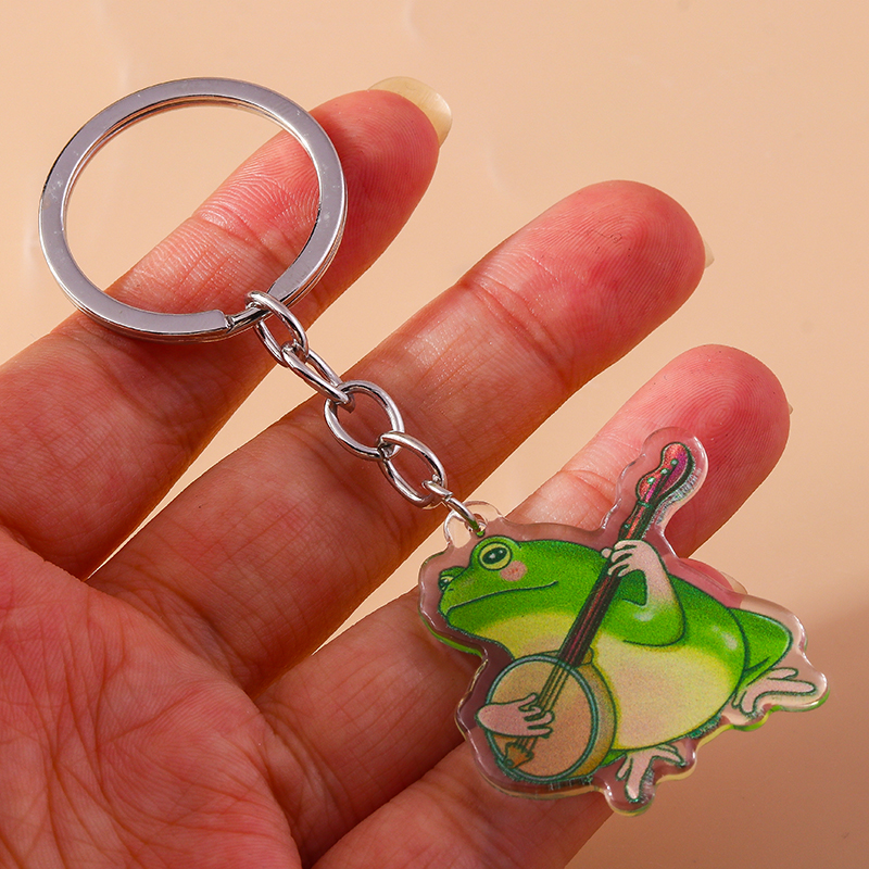 Cute Frog Arylic Zinc Alloy Printing Keychain display picture 3