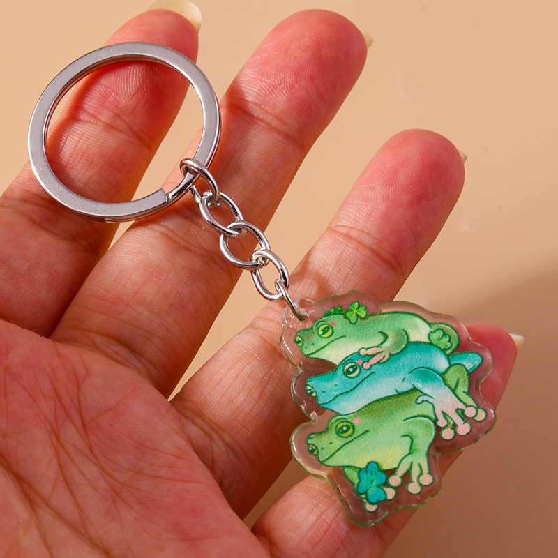 Cute Frog Arylic Zinc Alloy Printing Keychain display picture 4