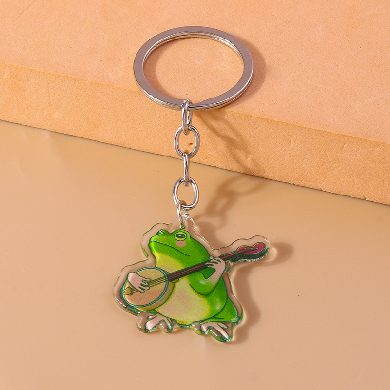 Cute Frog Arylic Zinc Alloy Printing Keychain display picture 6
