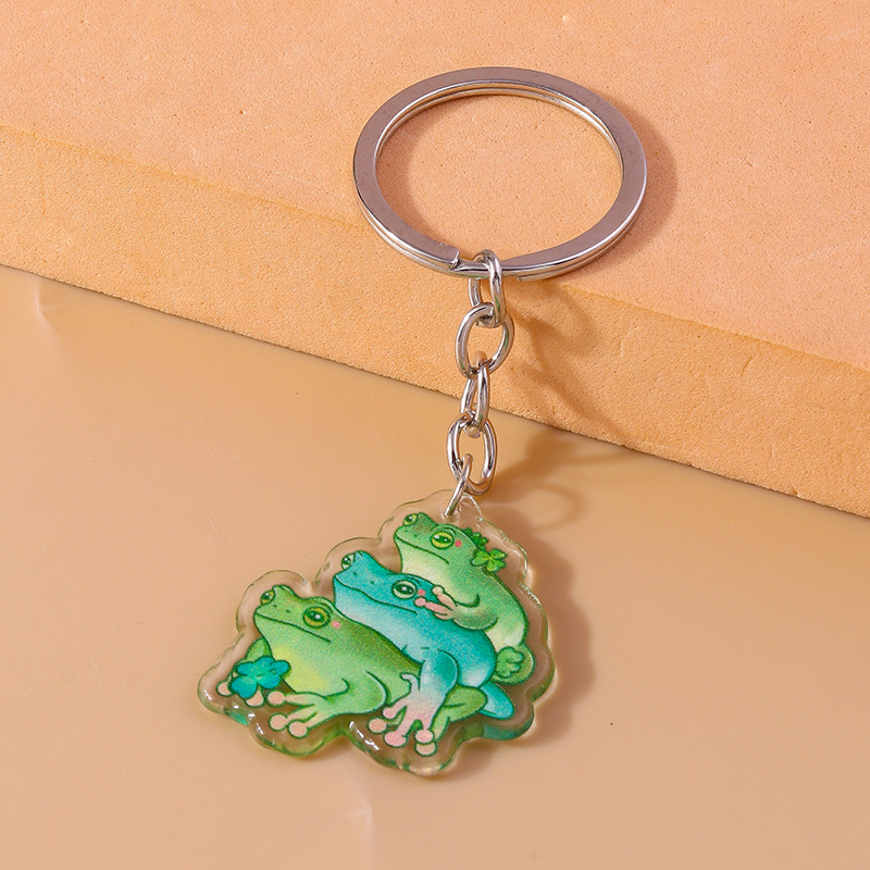 Cute Frog Arylic Zinc Alloy Printing Keychain display picture 8