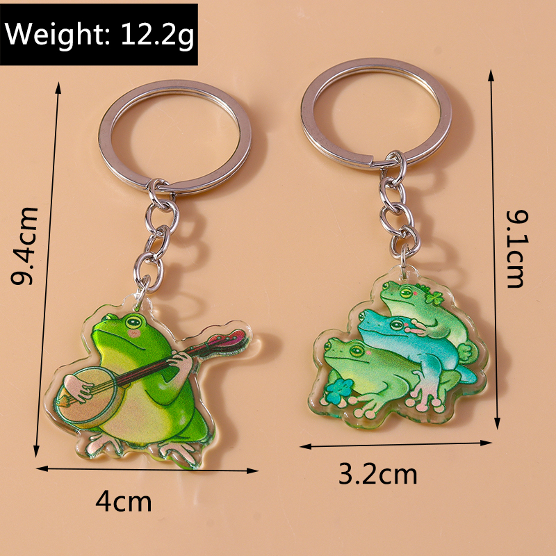 Cute Frog Arylic Zinc Alloy Printing Keychain display picture 1