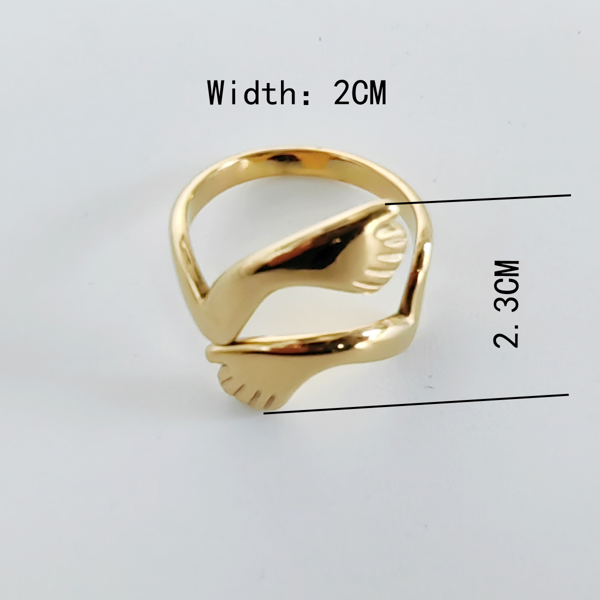 Edelstahl 304 18 Karat Vergoldet Retro Vintage-Stil Einfacher Stil Überzug Hand Herzform Flügel Offener Ring display picture 3
