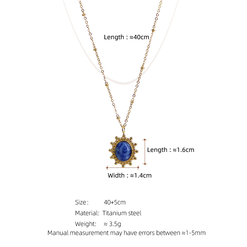 304 Stainless Steel 18K Gold Plated Lady Plating Inlay Oval Natural Stone Pendant Necklace display picture 1