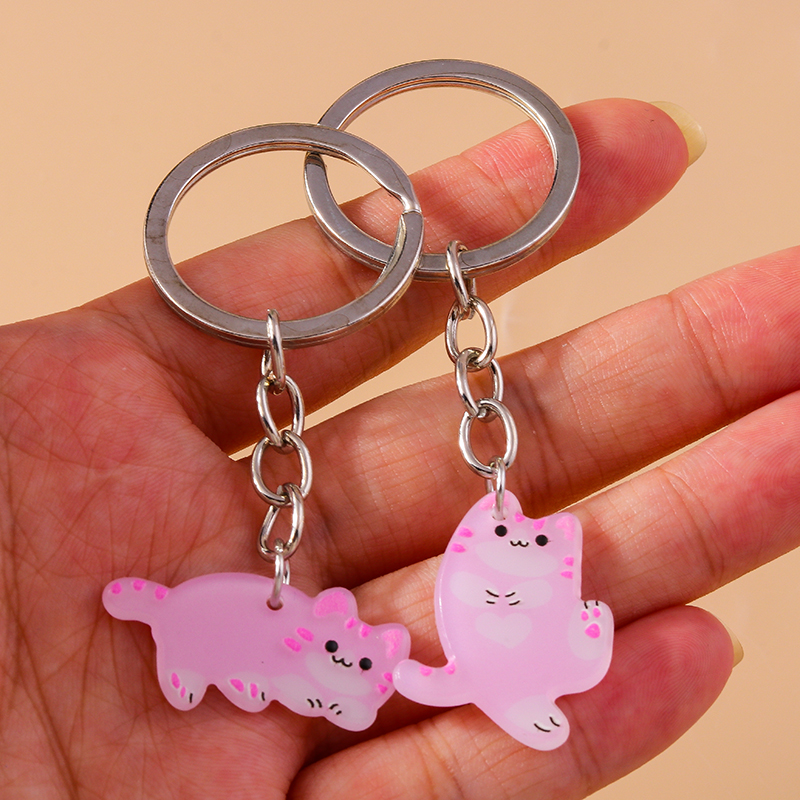 Cute Simple Style Classic Style Cat Arylic Zinc Alloy Keychain display picture 3