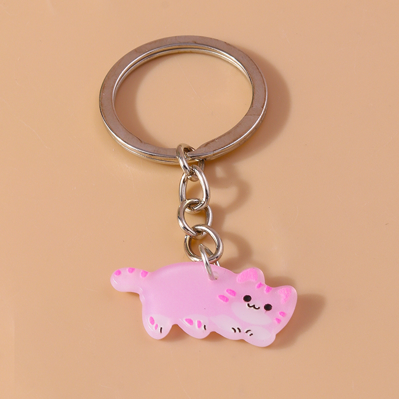 Cute Simple Style Classic Style Cat Arylic Zinc Alloy Keychain display picture 5