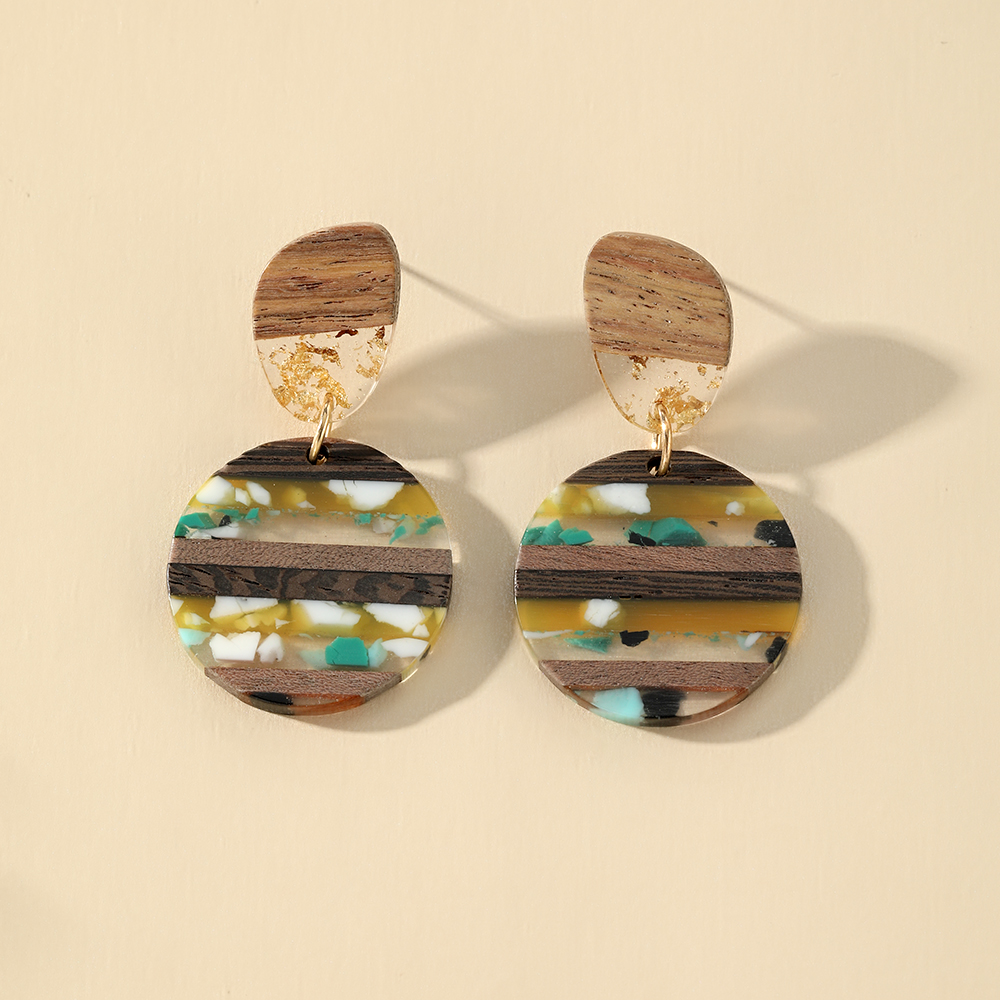 1 Pair Vintage Style Classic Style Multicolor Wood Resin Drop Earrings display picture 6