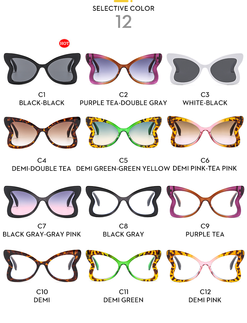 Glam Retro Lady Solid Color Ac Butterfly Frame Full Frame Women's Sunglasses display picture 8