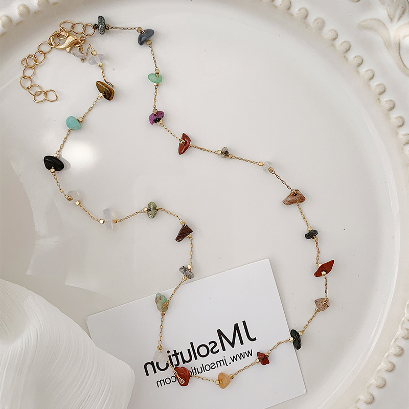 Vacation Colorful Gold Plated Alloy Natural Stone Wholesale Necklace display picture 4