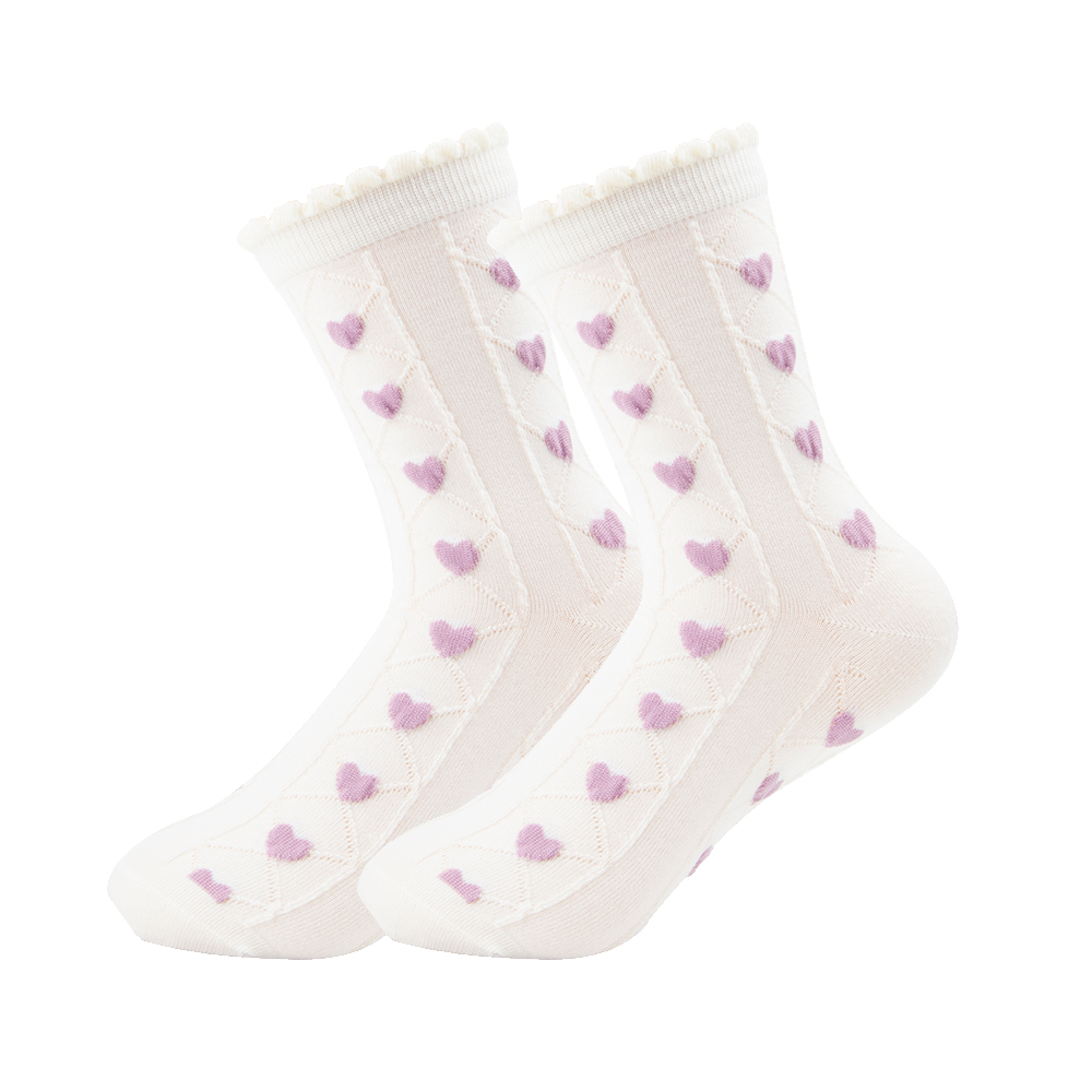 Women's Retro Heart Shape Flower Polyester Crew Socks A Pair display picture 4