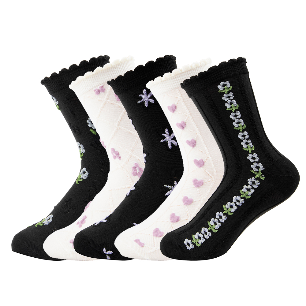 Women's Retro Heart Shape Flower Polyester Crew Socks A Pair display picture 1