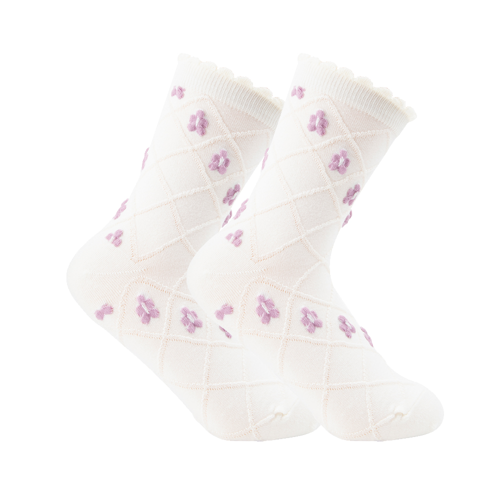 Mujeres Retro Forma De Corazón Flor Poliéster Calcetines De Tripulación Un Par display picture 10