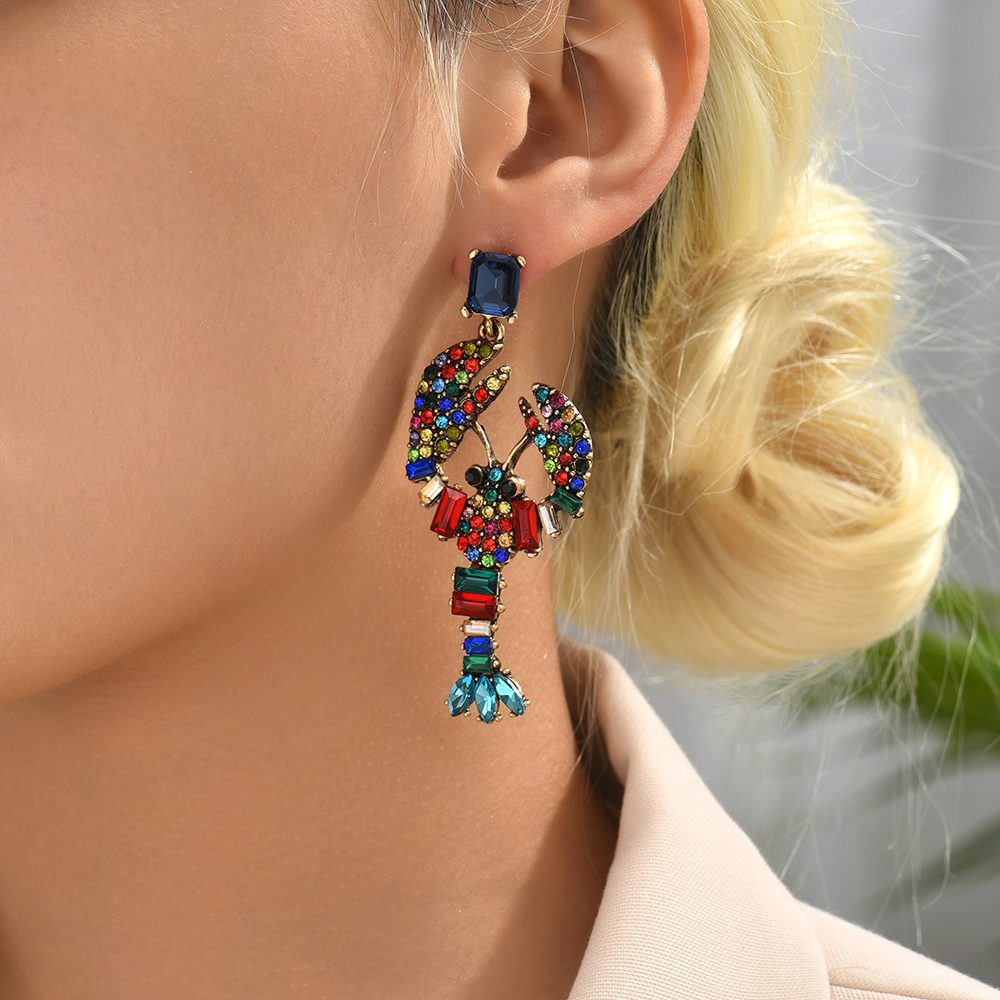1 Pair Elegant Luxurious Vacation Animal Plating Hollow Out Inlay Alloy Rhinestones Dangling Earrings display picture 4