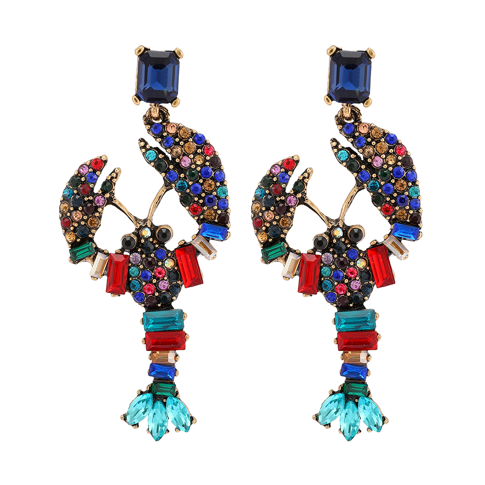 1 Pair Elegant Luxurious Vacation Animal Plating Hollow Out Inlay Alloy Rhinestones Dangling Earrings display picture 2