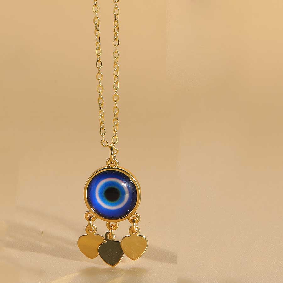 Vintage Style Simple Style Commute Eye Copper Plating Inlay Resin 14k Gold Plated Pendant Necklace display picture 1